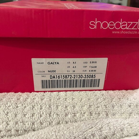 Size 8.5 - ShoeDazzle - Nude High Stiletto Heels with Ankle Strap - Picture 2 of 7